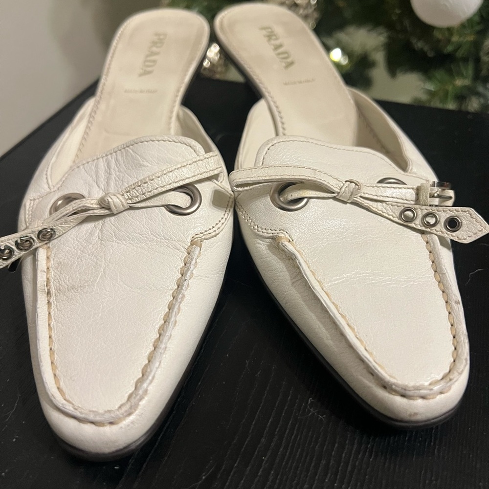 PRADA kitten toe mules